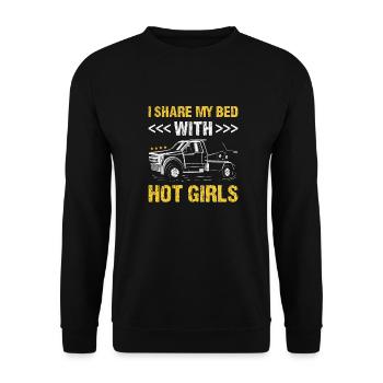 Je partage mon lit avec hot girls opérateur de dépanneuse - Sweat-shirt Unisexe - noir - Devant - Alina (178cm) & Michal (187cm)