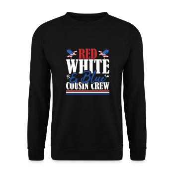 Veteran US Flag Red White & Blue Cousin Crew - Unisex Sweatshirt - black - Front - Alina (178cm) & Michal (187cm)