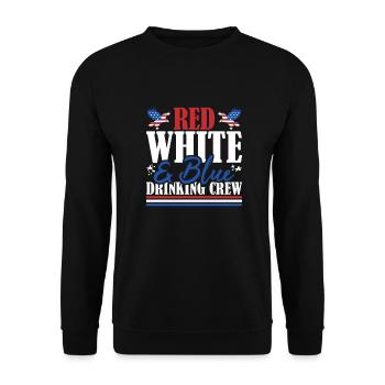 Veteran US Flag Red White & Blue Drinking Crew - Unisex Pullover - Schwarz - Vorne - Alina (178cm) & Michal (187cm)
