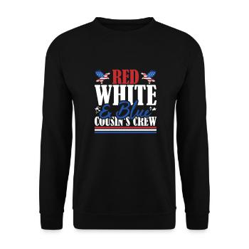 Veteran US Flag Red White & Blue Cousin's Crew - Unisex Sweatshirt - black - Front - Alina (178cm) & Michal (187cm)