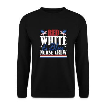 Veteran US Flag Red White & Blue Nurse Crew - Unisex Sweatshirt - black - Front - Alina (178cm) & Michal (187cm)