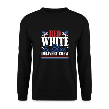 Veteran US Flag Red White & Blue Delivery Crew - Unisex Sweatshirt - black - Front - Alina (178cm) & Michal (187cm)