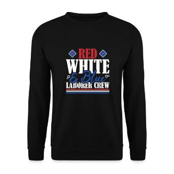 Veteran US Flag Red White & Blue Laborer Crew - Unisex Sweatshirt - black - Front - Alina (178cm) & Michal (187cm)
