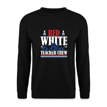 Veteran US Flag Red White & Blue Teacher Crew - Unisex Sweatshirt - black - Front - Alina (178cm) & Michal (187cm)