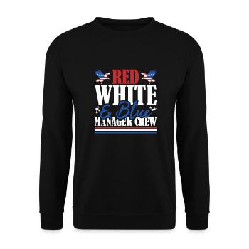 Veteran US Flag Red White & Blue Manager Crew - Unisex Sweatshirt - black - Front - Alina (178cm) & Michal (187cm)