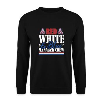 Veteran US Flag Red White & Blue Manager Crew - Unisex Sweatshirt - black - Front - Alina (178cm) & Michal (187cm)