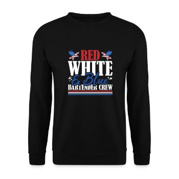 Veteran US Flag Red White & Blue Bartender Crew - Unisex Sweatshirt - black - Front - Alina (178cm) & Michal (187cm)