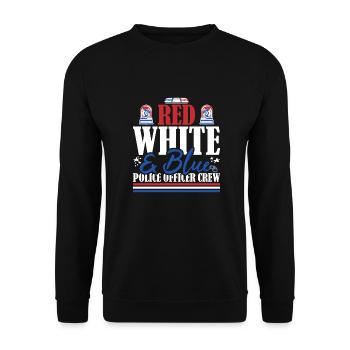 Veteran US Flag Red White & Blue Police Officer - Unisex Sweatshirt - black - Front - Alina (178cm) & Michal (187cm)