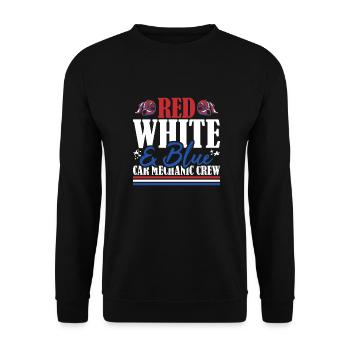 Vétéran US Flag Red White & Blue Car Mechanic Crew - Sweat-shirt Unisexe - noir - Devant - Alina (178cm) & Michal (187cm)