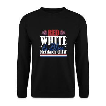 Veteran US Flag Red White & Blue Mechanic Crew - Unisex Sweatshirt - black - Front - Alina (178cm) & Michal (187cm)