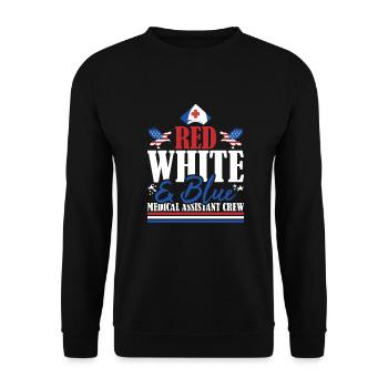 Veteran US Flag Red White & Blue Medical Assistant - Unisex Pullover - Schwarz - Vorne - Alina (178cm) & Michal (187cm)