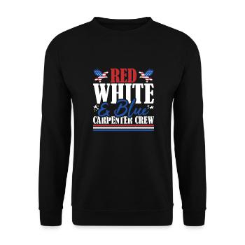Veteran US Flag Red White & Blue Carpenter Crew - Unisex Sweatshirt - black - Front - Alina (178cm) & Michal (187cm)