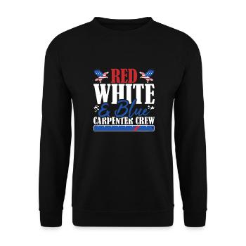 Veteran US Flag Red White & Blue Carpenter Crew - Unisex Sweatshirt - black - Front - Alina (178cm) & Michal (187cm)