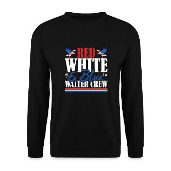 Veteran US Flag Red White & Blue Waiter Crew - Unisex Sweatshirt - black - Front - Alina (178cm) & Michal (187cm)