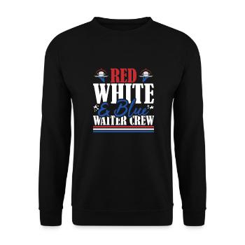Veteran US Flag Red White & Blue Waiter Crew - Unisex Pullover - Schwarz - Vorne - Alina (178cm) & Michal (187cm)