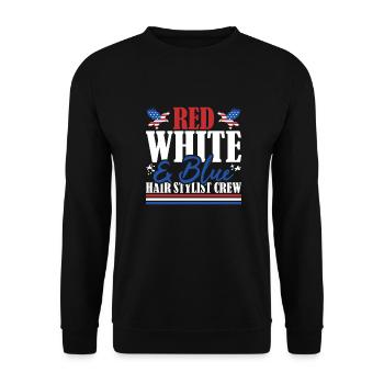 Veteran US Flag Red White & Blue Hair Stylist Crew - Unisex Sweatshirt - black - Front - Alina (178cm) & Michal (187cm)