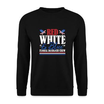 Veteran US Flag Red White & Blue Floral Designer - Unisex Pullover - Schwarz - Vorne - Alina (178cm) & Michal (187cm)