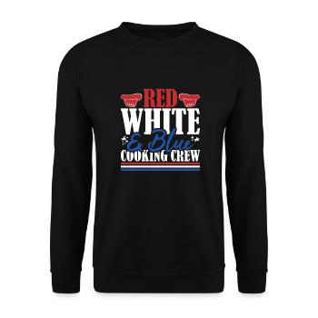 Veteran US Flag Red White & Blue Cooking Crew - Unisex Sweatshirt - black - Front - Alina (178cm) & Michal (187cm)