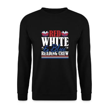 Veteran US Flag Red White & Blue Reading Crew - Unisex Sweatshirt - black - Front - Alina (178cm) & Michal (187cm)