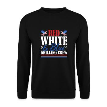 Veteran US Flag Red White & Blue Grilling Crew - Unisex Sweatshirt - black - Front - Alina (178cm) & Michal (187cm)