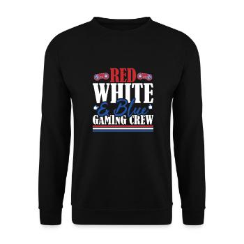 Veteran US Flag Red White & Blue Gaming Crew - Unisex Sweatshirt - black - Front - Alina (178cm) & Michal (187cm)