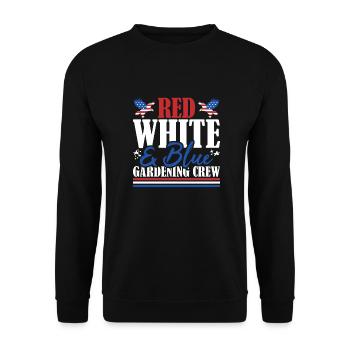 Veteran US Flag Red White & Blue Gardening Crew - Unisex Sweatshirt - black - Front - Alina (178cm) & Michal (187cm)