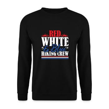 Veteran US Flag Red White & Blue Hiking Crew - Unisex Sweatshirt - black - Front - Alina (178cm) & Michal (187cm)