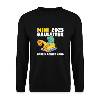 Bauherr 2023 Papa's Rechte Hand Bauleiter - Unisex Pullover - Schwarz - Vorne - Alina (178cm) & Michal (187cm)
