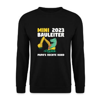 Bauherr 2023 Papa's Rechte Hand Bauleiter - Unisex Pullover - Schwarz - Vorne - Alina (178cm) & Michal (187cm)