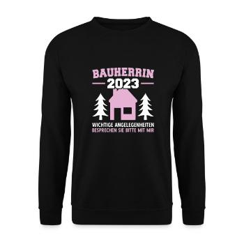 Wichtige Angelegenheiten Zu Mir Bauleiterin 2023 - Unisex Pullover - Schwarz - Vorne - Alina (178cm) & Michal (187cm)