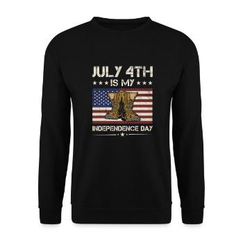 July 4th Is My Independence Day Army Veteran - Unisex Sweatshirt - black - Front - Alina (178cm) & Michal (187cm)