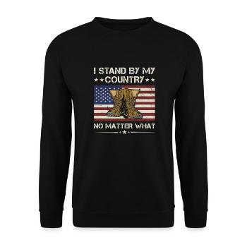 I Stand By My Country No Matter What Army Veteran - Unisex Pullover - Schwarz - Vorne - Alina (178cm) & Michal (187cm)