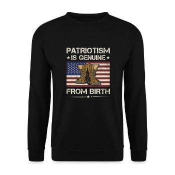 Patriotism Is Genuine From Birth Army Veteran - Unisex Sweatshirt - black - Front - Alina (178cm) & Michal (187cm)