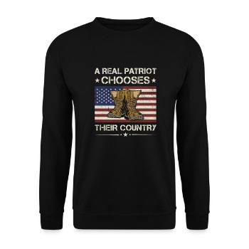 A Real Patriot Chooses Their Country Army Veteran - Unisex Sweatshirt - black - Front - Alina (178cm) & Michal (187cm)