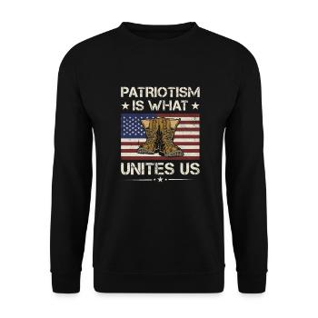 America Patriotism Is What Unites Us Army Veteran - Unisex Sweatshirt - black - Front - Alina (178cm) & Michal (187cm)