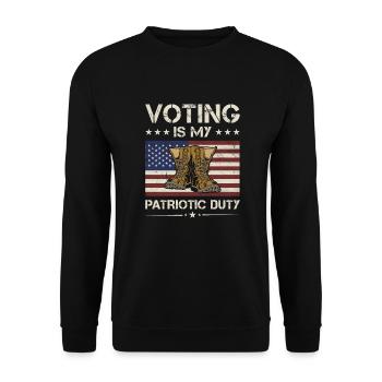 America Voting Is My Patriotic Duty Army Veteran - Unisex Sweatshirt - black - Front - Alina (178cm) & Michal (187cm)
