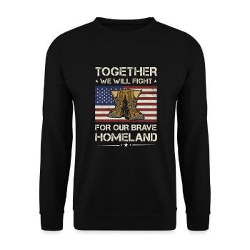 America Together We Will Fight Fou Army Veteran - Unisex Sweatshirt - black - Front - Alina (178cm) & Michal (187cm)