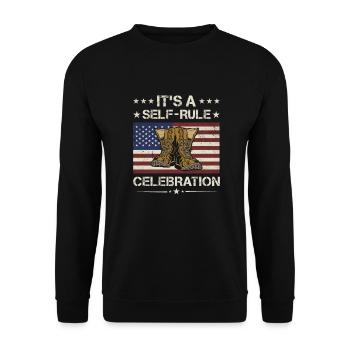 America It's A Self Rule Celebration Army Veteran - Unisex Sweatshirt - black - Front - Alina (178cm) & Michal (187cm)