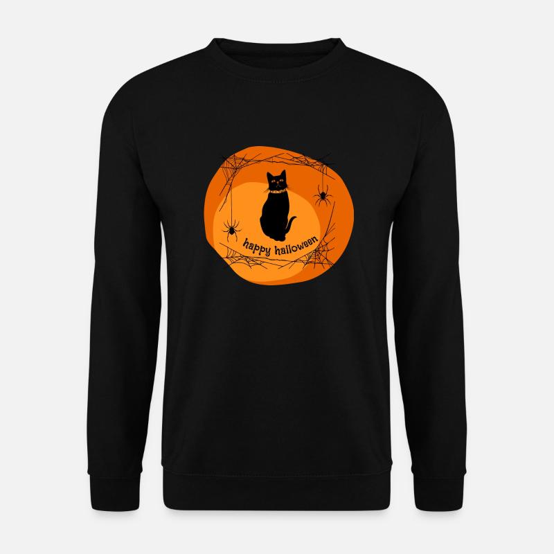 Pfotschafter Halloween Kollektion Katze und Spinne - Unisex Pullover - Schwarz