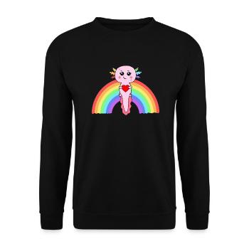 Rainbow Axolotl - Unisex Sweatshirt - black - Front - Alina (178cm) & Michal (187cm)