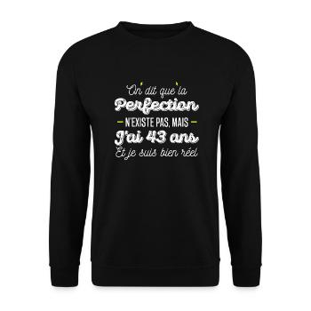 43 ans de perfection / cadeau anniversaire 43 ans - Sweat-shirt Unisexe - noir - Devant - Alina (178cm) & Michal (187cm)