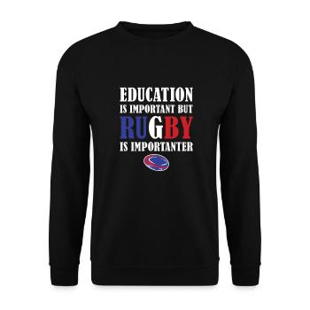 But Rugby Is Importanter France Rugby - Unisex Pullover - Schwarz - Vorne - Alina (178cm) & Michal (187cm)