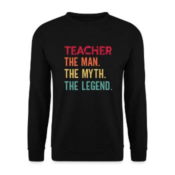 Teacher the man the myth the legend funny gifts me - Sweat-shirt Unisexe - noir - Devant - Alina (178cm) & Michal (187cm)
