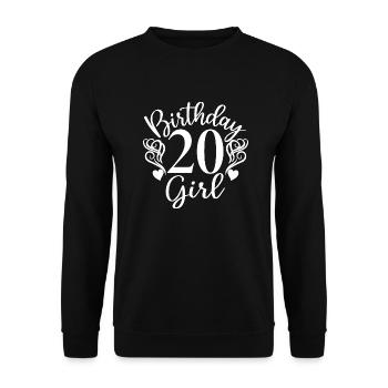 20. Geburtstag Frauen Ihr Geburtstagskind 20 Jahre alt - Unisex Pullover - Schwarz - Vorne - Alina (178cm) & Michal (187cm)