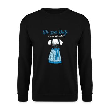 Volksfest Wo Zum Deifi Is Mei Dirndl Dirndl Ersatz - Unisex Pullover - Schwarz - Vorne - Alina (178cm) & Michal (187cm)