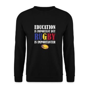 But Rugby Is Importanter Romania Rugby - Unisex Sweatshirt - black - Front - Alina (178cm) & Michal (187cm)