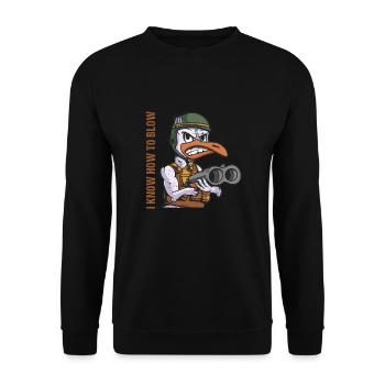 Geese Hunter I Know How To Blow Goose Hunting - Unisex Sweatshirt - black - Front - Alina (178cm) & Michal (187cm)