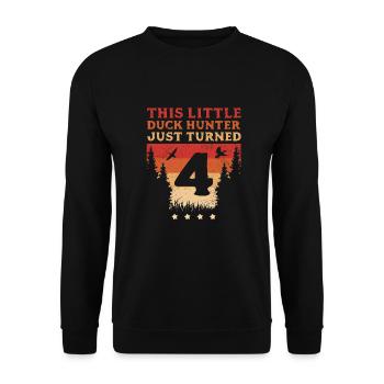 This Little Duck Hunter Just Turned 4 Duck Hunting - Unisex Sweatshirt - black - Front - Alina (178cm) & Michal (187cm)
