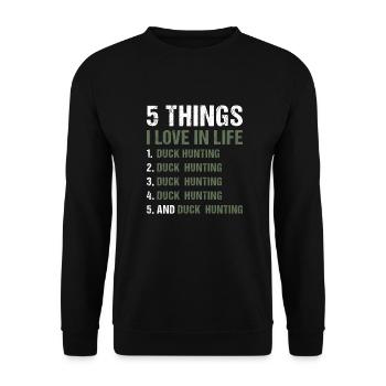 Duck Hunter 5 Things I Love In Life Duck Hunting - Unisex Sweatshirt - black - Front - Alina (178cm) & Michal (187cm)
