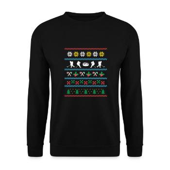 Sport X-Mas Christmas Ice Hockey - Unisex Pullover - Schwarz - Vorne - Alina (178cm) & Michal (187cm)
